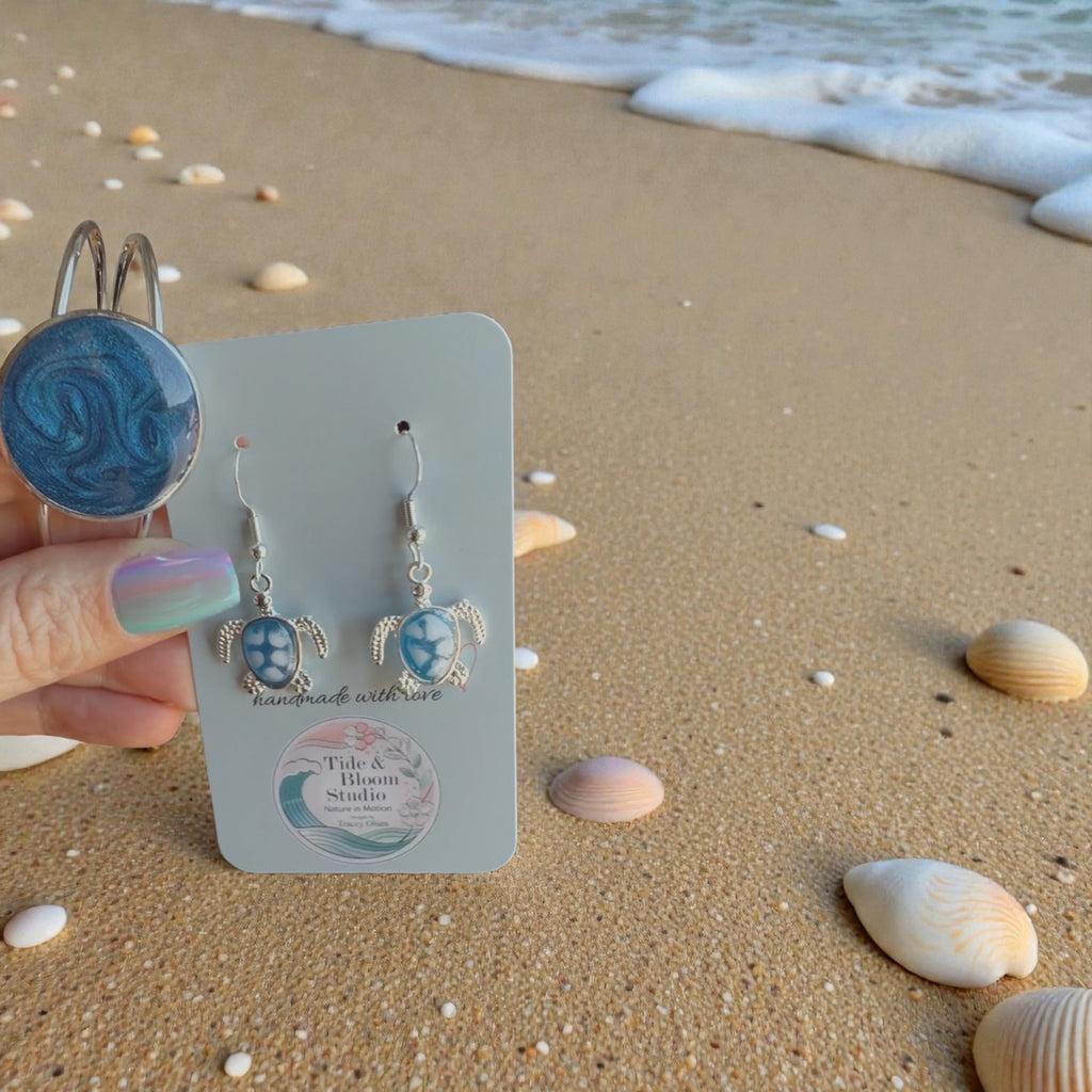 Blue Turtle Dangles with Bracelet