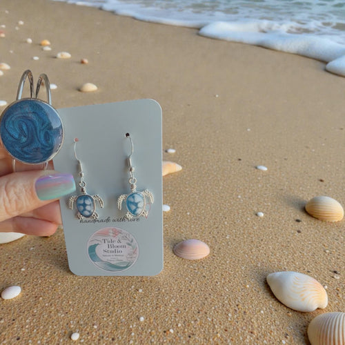 Blue Turtle Dangles with Bracelet