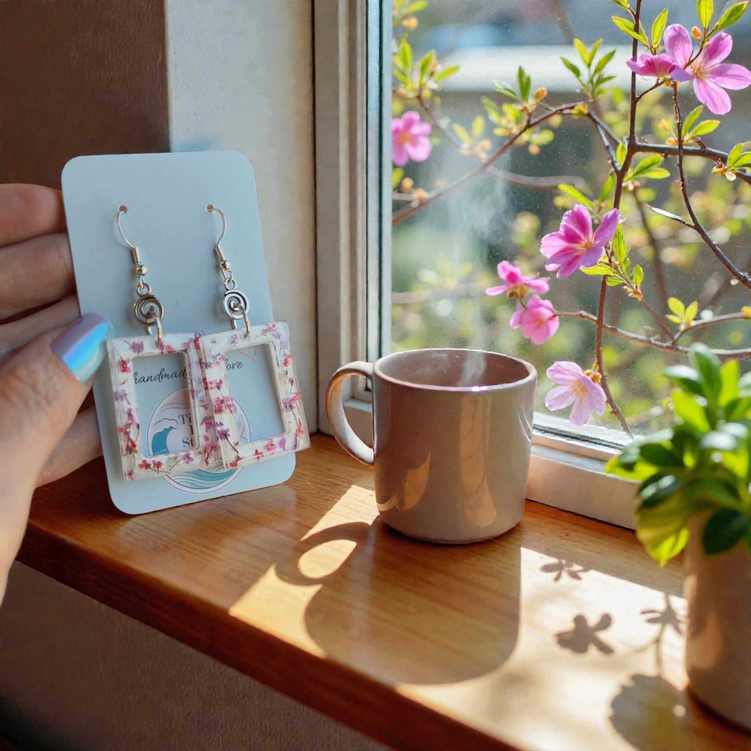 Square Floral Dangles